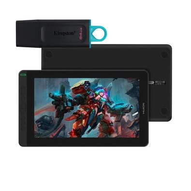 Mesa Digitalizadora Huion Kamvas 13 + Pen Drive 64GB Kingston DataTraveler Exodia, USB 3.2, Preto e Azul