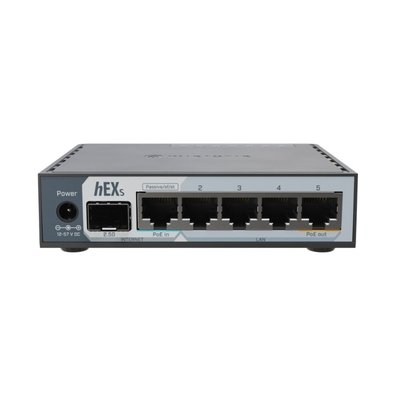 Roteador MikroTik hEX S (2025) E60IUGS, 5 Portas Gigabit Ethernet, 1 Porta SFP 2.5Gbps, RouterOS