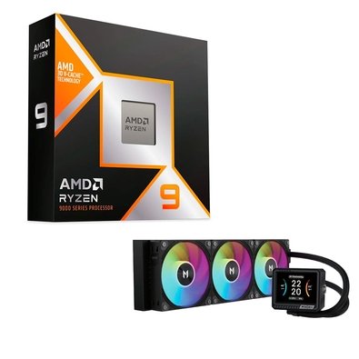 Processador AMD Ryzen 9 9950X3D, 4.4 GHz (5.5 GHz Max Turbo), Cache 144MB, 16 Núcleos, 32 Threads, AM5, Sem Vídeo Integrado - 100-100000719WOF + Water Cooler MACH1 GLACIAL, ARGB, 360mm, AMD e Intel, Preto - IMV360BK