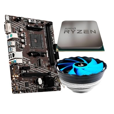 Placa Mãe MSI A520M-A PRO + Processador AMD Ryzen 5 5500F + Air Cooler Gamer Rise Mode X2