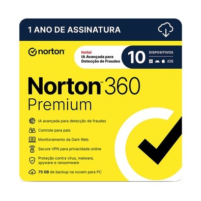 Norton 360 Premium 10 Dispositivos, 12 meses, Digital para Download - 21414573