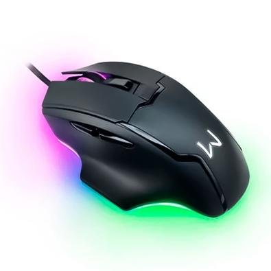 Mouse Gamer Warrior Gunter, LED Rainbow, 6400 DPI, 6 Botões, Preto - MO297