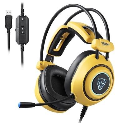 Headset Motospeed H19, USB, LED, 7.1, Driver 50mm, Amarelo - FMSHS0104AMA