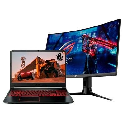 Notebook Gamer Acer Nitro 5 Intel Core i7-10750H, GTX 1660TI 6GB + Monitor Gamer Asus ROG Strix XG32VC 31.5´ WHQHD, 1ms, 170Hz, HDR400