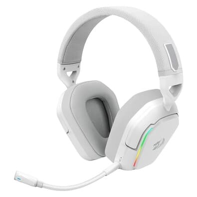Headset Gamer Sem Fio, Redragon Mira 7.1, RGB, Bluetooth, 2.4ghz, P3, Branco - H868W