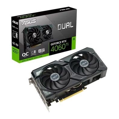 Placa de Vídeo RTX 4060 TI Dual O8G SSD ASUS NVIDIA GeForce, 8GB GDDR6, DLSS, Ray Tracing - 90YV0JS0-M0NA00