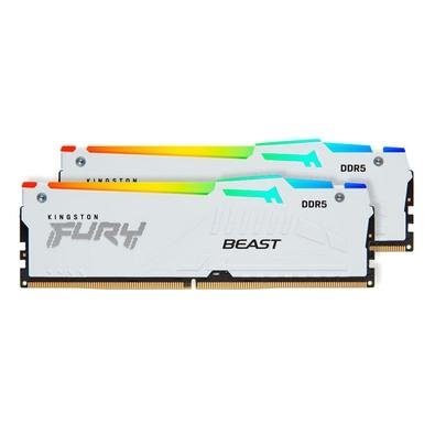 Memória RAM Kingston Fury Beast, RGB, 64GB (2X32GB), 6000MT/s, DDR5, CL30, DIMM, Branco, Expo - KF560C30BWEAK2-64