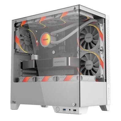 Gabinete Gamer PCYes Forcefield TWR White GHOST, Mid Tower, ATX, Frontal e Lateral em Vidro, Branco - GFFTWRWG