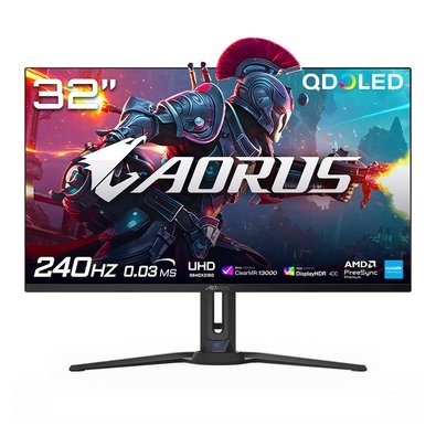 Monitor Gamer Gigabyte AORUS QD-OLED 31.5", 4K, 240Hz, 0.03ms, FreeSync Premium Pro, HDR 400, USB-C, Altura Ajustável, Som Integrado - FO32U2P-SA