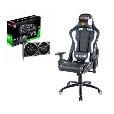 Kit Placa de Vídeo RTX 3060 Ventus 2X - Cadeira Gamer KBM! GAMING Storm CG300