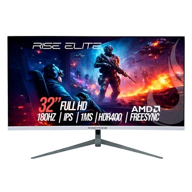 Monitor Gamer Rise Mode Elite 32", FHD, 180Hz, 1ms, IPS, FreeSync, HDR 400, HDMI e DisplayPort, sRGB 110%, Branco - RM-MOG-32F180FH-W