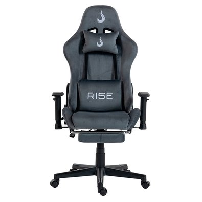 Cadeira Gamer Rise Mode X02, Ângulo Ajustável, Braço 2D, Apoio Para os Pés Retrátil, Cinza Fabric - RM-CG-X02-GR-FBC