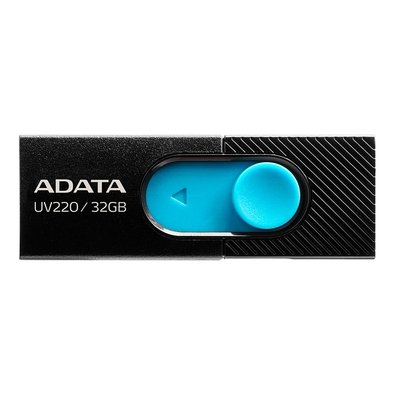 Pen Drive 32GB ADATA UV220, USB 2.0, Retrátil, Preto e Azul - AUV220-32G-RBKBL