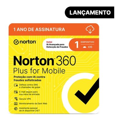Antivírus Norton 360 Plus For Mobile, 1 Dispositivo, 12 Meses, Android e iOS, Digital Para Download - 21484452