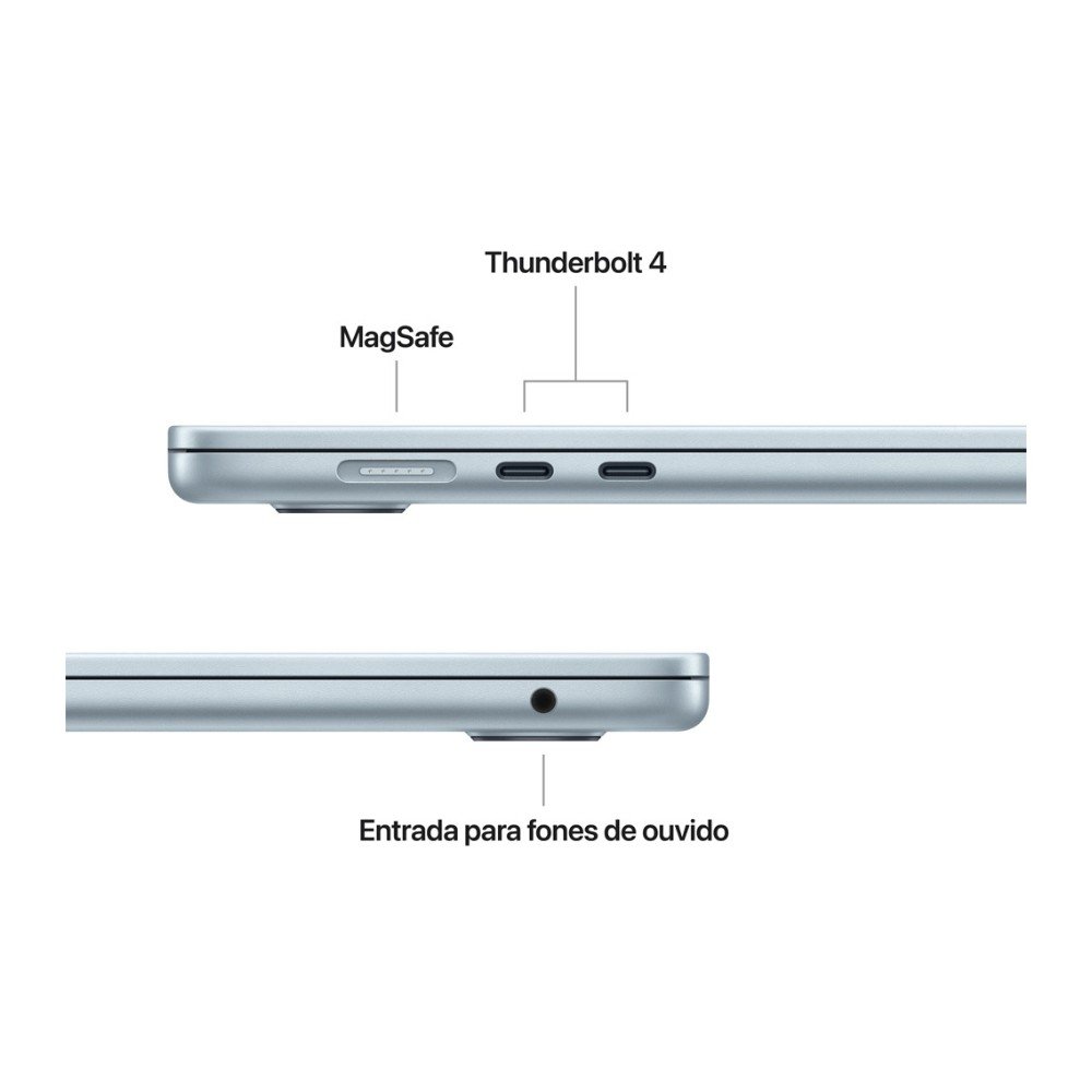 MacBook Air Apple 13" Chip M5, CPU de 10 Núcleos, GPU de 8 Núcleos, Neural Engine de 16 Núcleos, 512GB, Azul-céu - MDHH4BZ/A