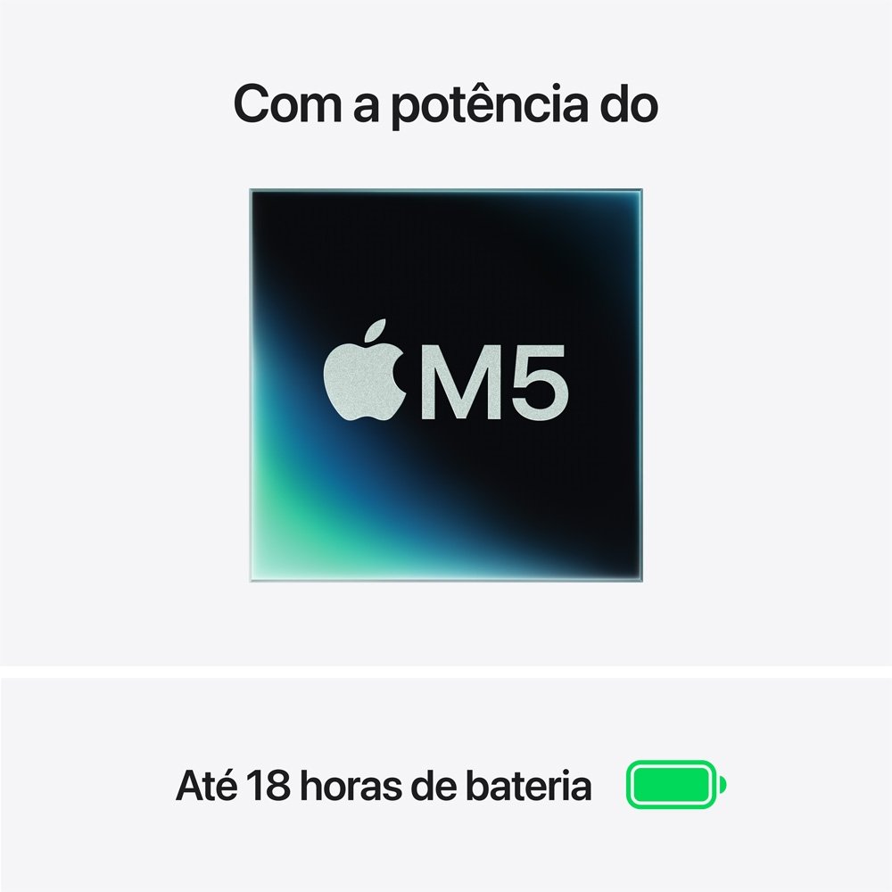 MacBook Air Apple 15" Chip M5, CPU de 10 Núcleos, GPU de 10 Núcleos, Neural Engine de 16 Núcleos, 1TB, Meia-Noite - MDVK4BZ/A