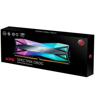 Memória XPG Spectrix D60G RGB, 8GB, 3600MHz, DDR4, CL17, Cinza
