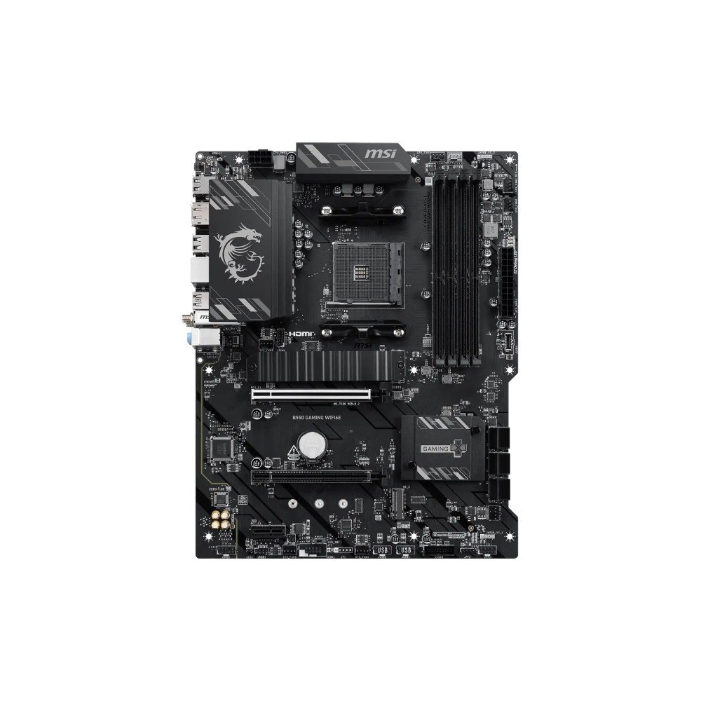 Placa-Mãe MSI B550 Gaming WiFi6E, AMD AM4, ATX, DDR4, Wi-Fi 6E, Bluetooth 5.3, Preto e Prata - B550 GAMING WIFI6E