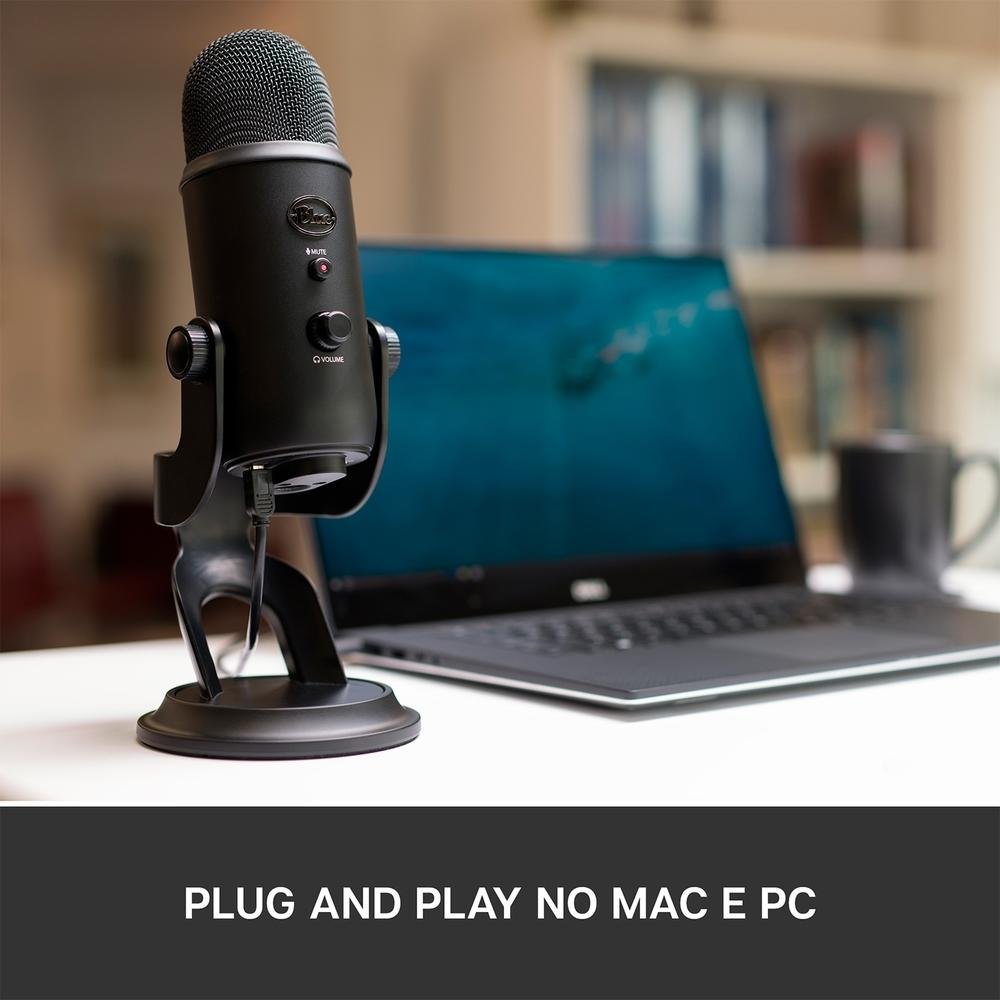 Microfone Condensador USB Blue Yeti Preto