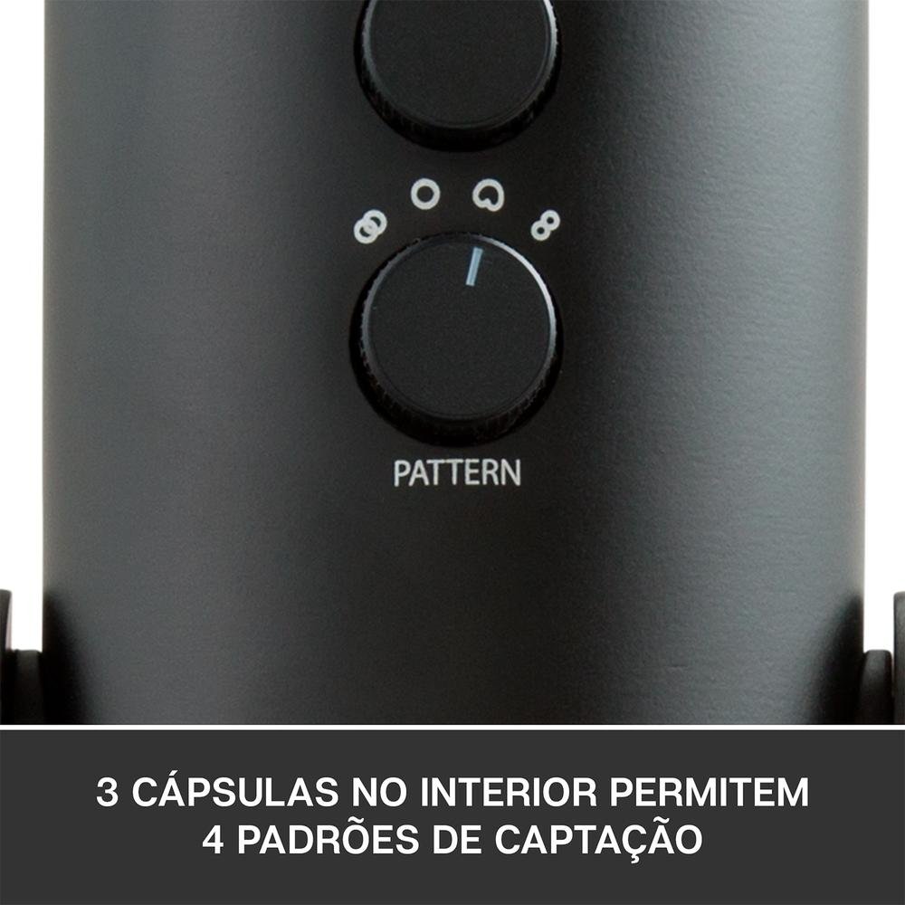 Microfone Condensador Blue Yeti Podcast, USB, Preto - 988-000100 Microfone Condensador Blue Yeti Podcast, USB, Preto - 988-000100