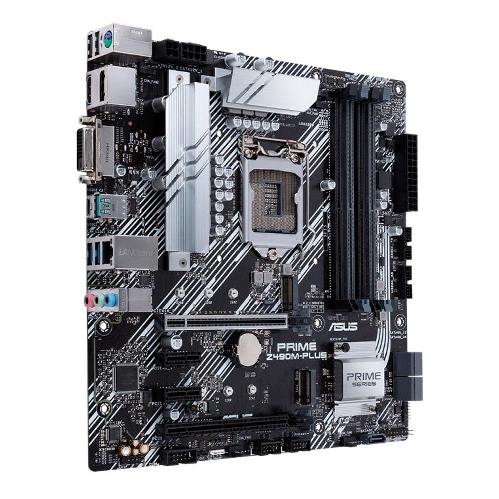 Placa-Mãe ASUS Prime Z490M-Plus, Intel LGA 1200, mATX, DDR4, Preto - PRIME Z490M-PLUS Placa-Mãe ASUS Prime Z490M-Plus, Intel LGA 1200, mATX, DDR4, Preto - PRIME Z490M-PLUS