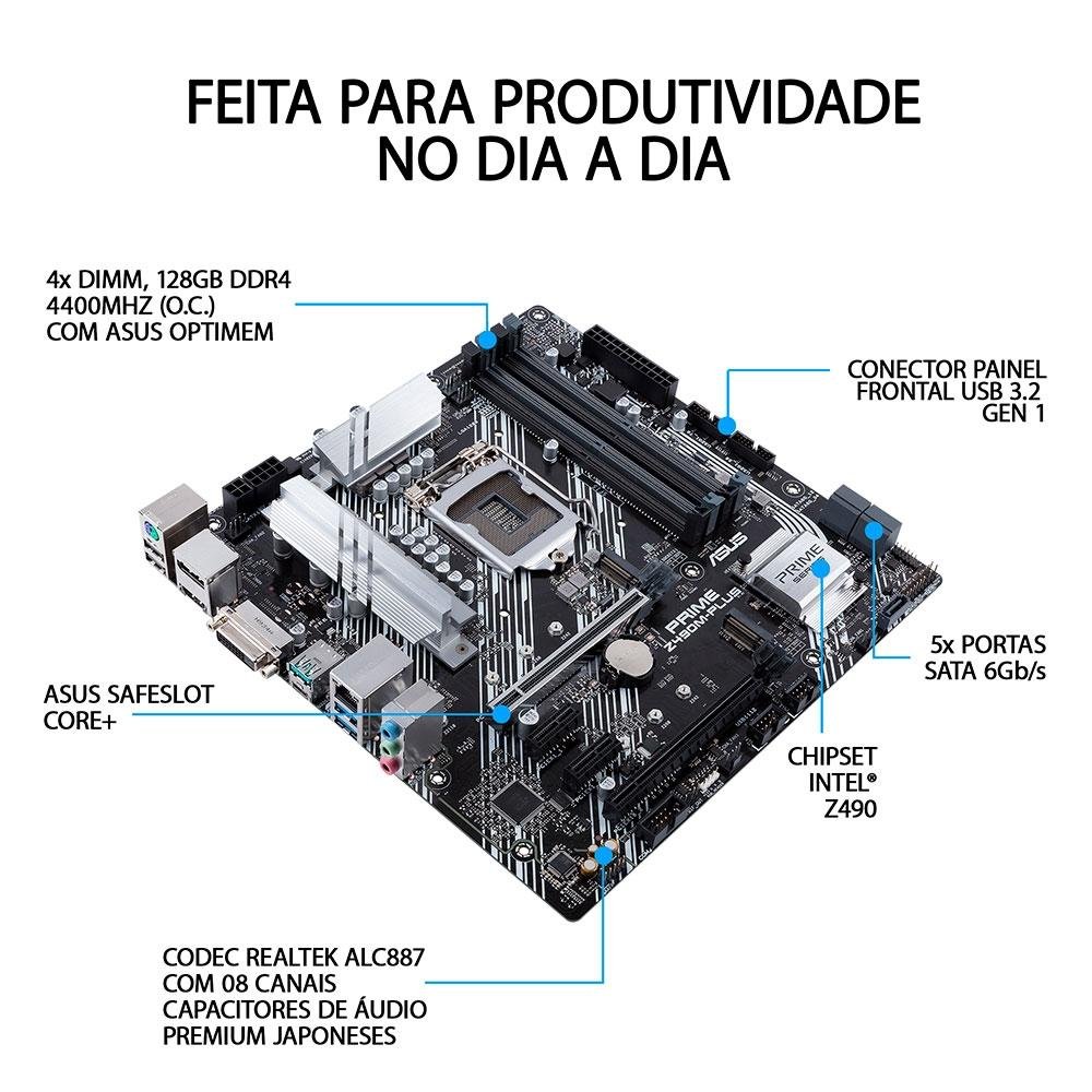 Placa Mãe Asus Prime Z490M-Plus, Intel LGA 1200, mATX, DDR4 | KaBuM!