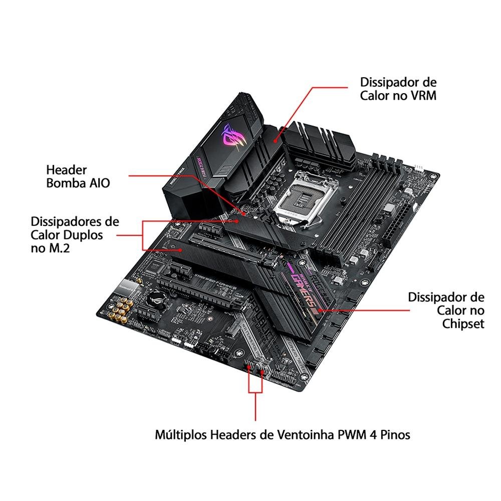 Placa Mãe Asus ROG Strix B460-F Gaming, Intel LGA 1200, ATX