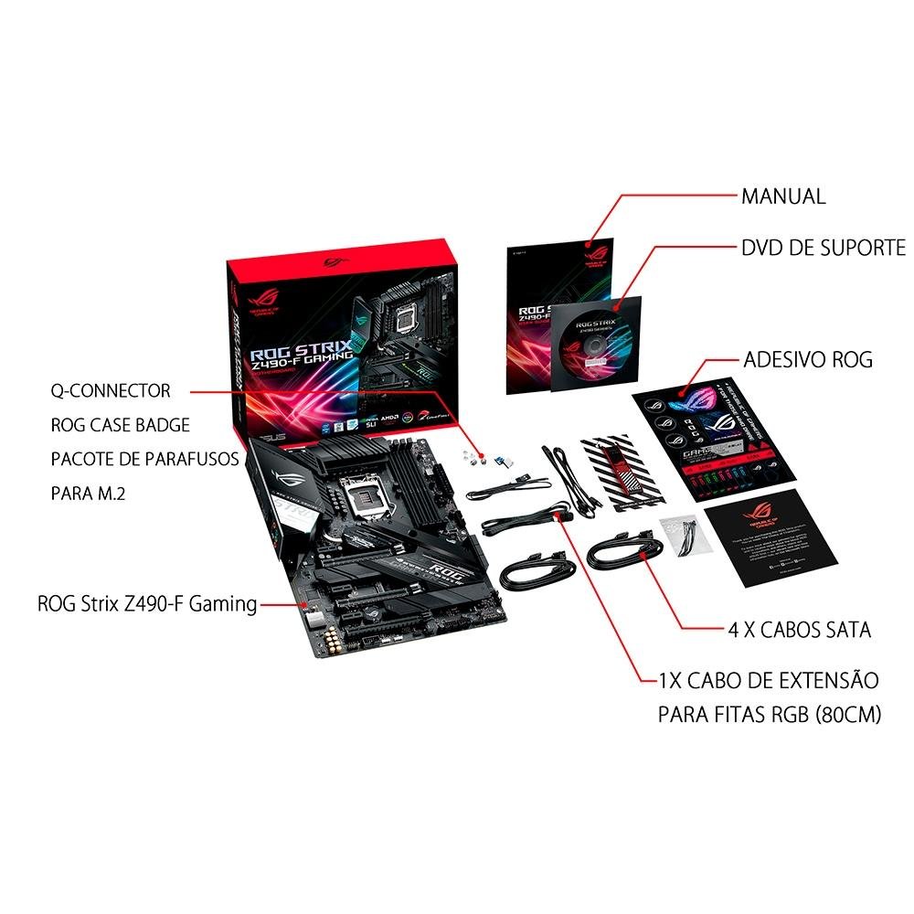 Placa Mãe Asus ROG Strix Z490-F Gaming, Intel LGA 1200, ATX, DDR4