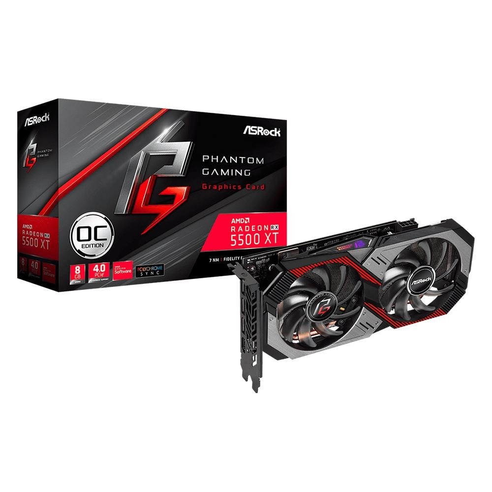 Placa de Vídeo ASRock AMD Radeon RX 5500 XT Phantom Gaming D 8G OC