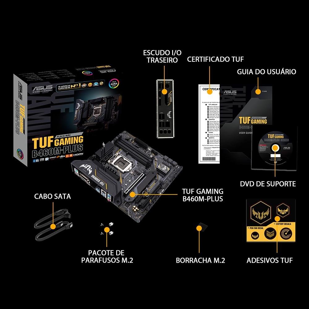 Placa Mãe Asus TUF Gaming B460M-Plus, Intel LGA1200, mATX, DDR4