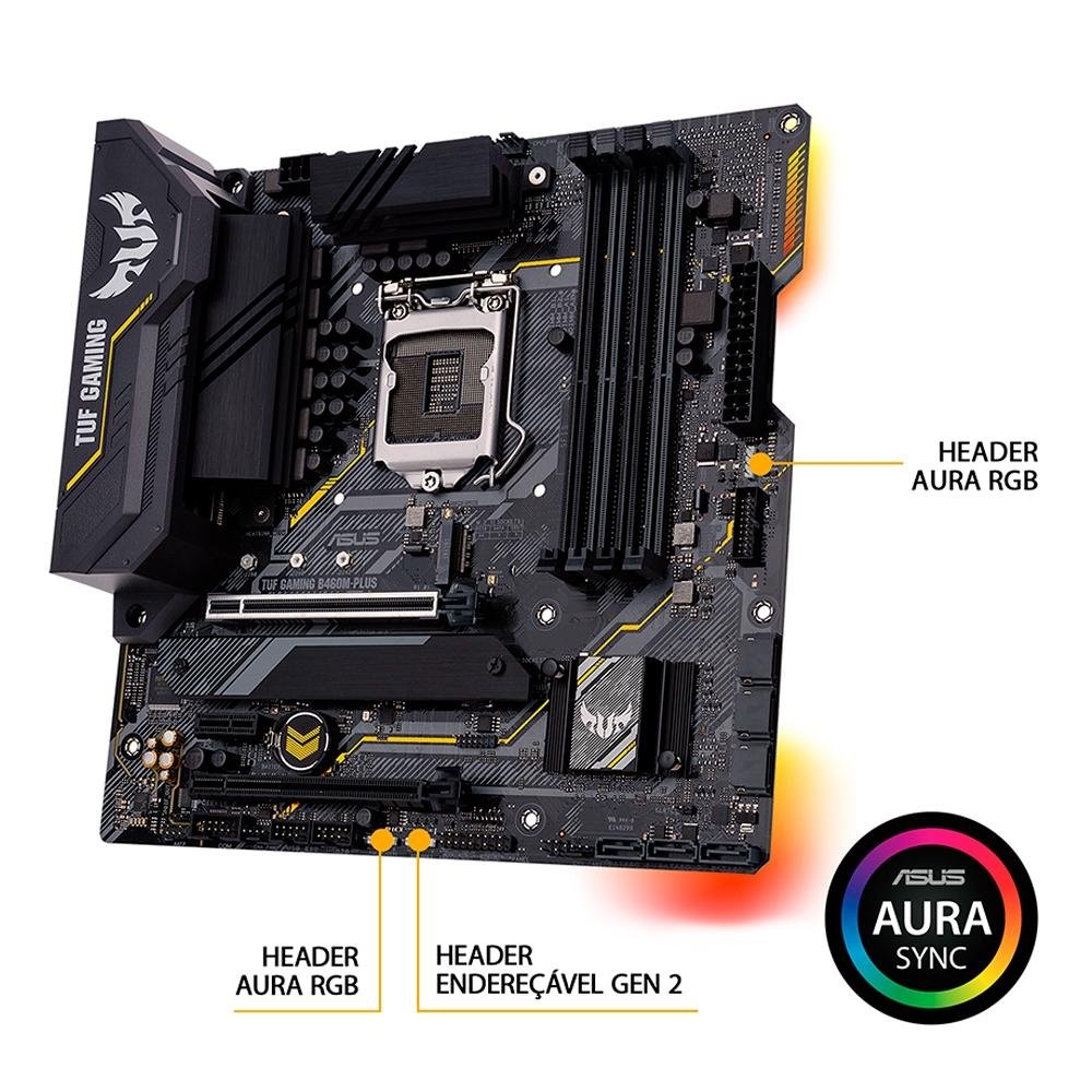 Placa Mãe Asus TUF Gaming B460M-Plus, Intel LGA1200, mATX, DDR4