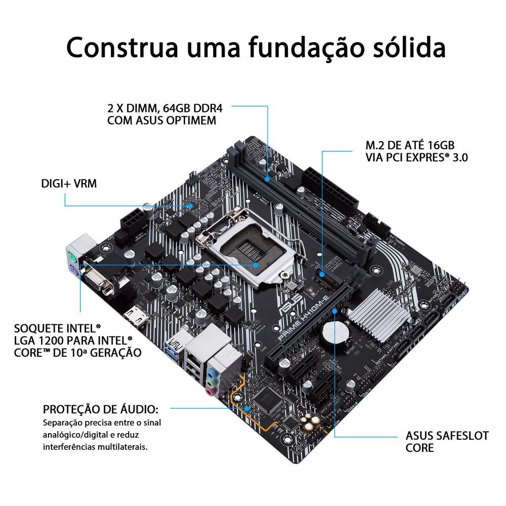 Placa-mãe mATX Intel H410 LGA 1200 | KaBuM!