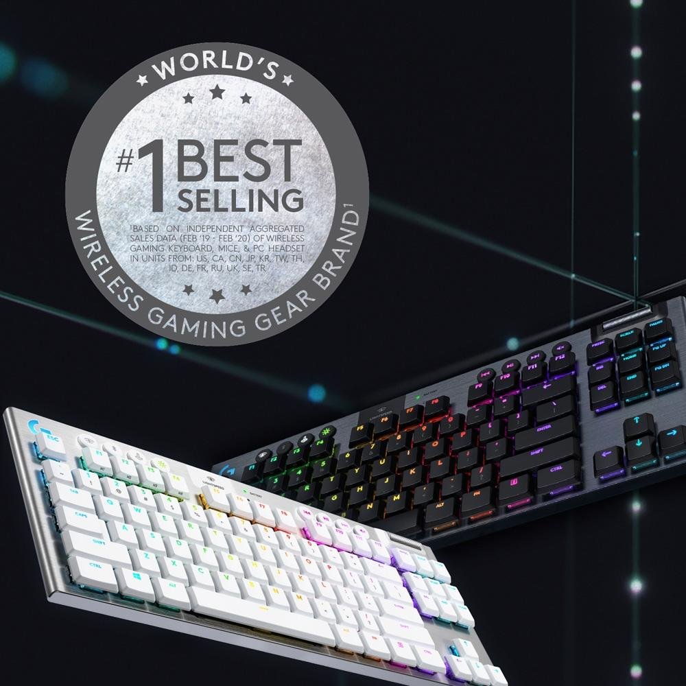 Teclado Mecânico Gamer Sem Fio Logitech G915 TKL RGB LIGHTSYNC, USB ou Bluetooth, Ultrafino, Switch GL Tactile, Branco - 920-009660 Teclado Mecânico Gamer Sem Fio Logitech G915 TKL RGB LIGHTSYNC, USB ou Bluetooth, Ultrafino, Switch GL Tactile, Branco - 920-009660