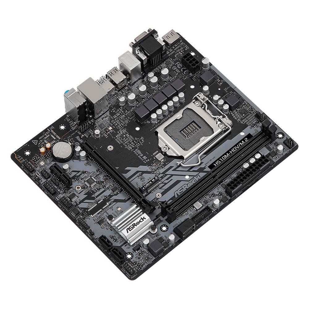Placa-Mãe ASRock H510M-HDV/M.2, Intel LGA1200, mATX, DDR4, Preto - H510M-HDV/M.2