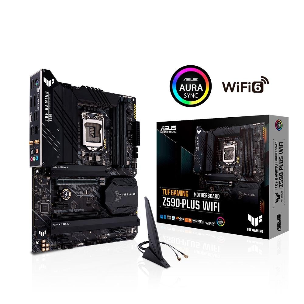 ASUS TUF GAMING Z590‑PLUSWIFI i7 11700kf Placa Mãe Asus TUF Gaming Z590-PLUS Wi-Fi, Intel Z590 LGA1200