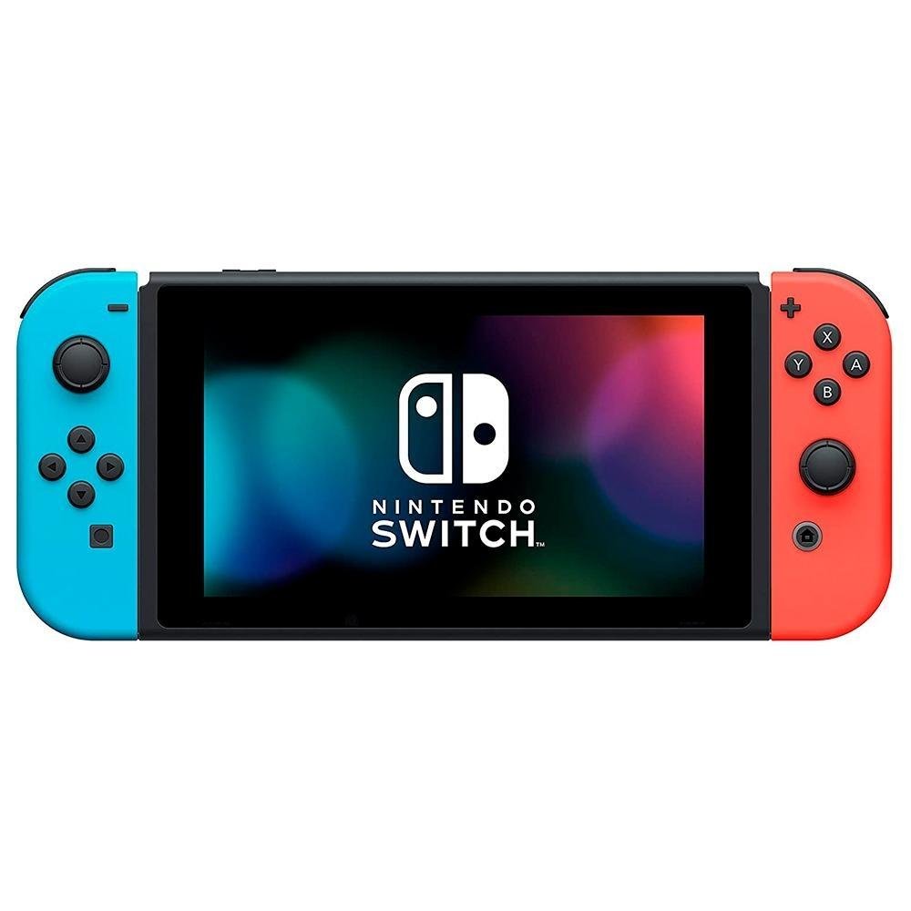 Nintendo Switch 32GB, 1x Joycon, Neon Azul/Vermelho + Carregador e Suporte Para Controle Husky Gaming Storm, 4 Portas, Nintendo SWITCH Joy-Con