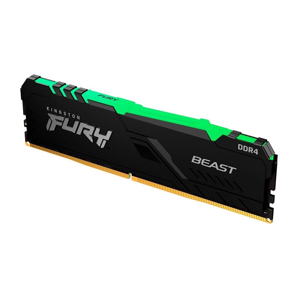 Memória RAM Kingston Fury Beast, RGB, 8GB, 3000MHz, DDR4, CL15, Preto - KF430C15BBA/8 Memória RAM Kingston Fury Beast, RGB, 8GB, 3000MHz, DDR4, CL15, Preto - KF430C15BBA/8