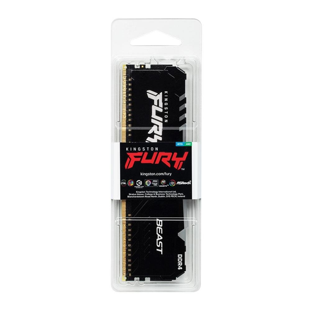 Memória RAM Kingston Fury Beast, RGB, 8GB, 3000MHz, DDR4, CL15, Preto - KF430C15BBA/8 Memória RAM Kingston Fury Beast, RGB, 8GB, 3000MHz, DDR4, CL15, Preto - KF430C15BBA/8