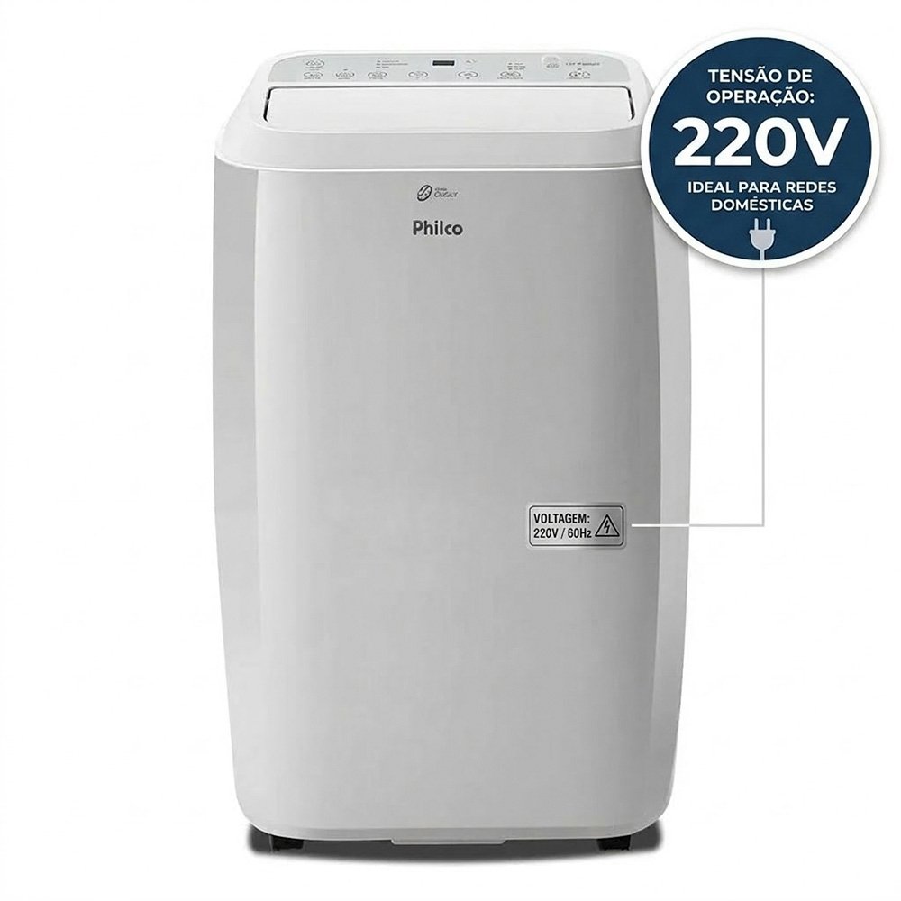 Ar Condicionado Portátil Philco PAC12000F5, 220V, 3 Velocidades, Display Digital, Branco - 56652084 Ar Condicionado Portátil Philco PAC12000F5, 220V, 3 Velocidades, Display Digital, Branco - 56652084