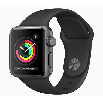 Apple Watch Esportivo Séries 3, 38mm, Bluetooth, Wifi, GPS, Tela OLED, Carregador Magnético, Preto - MTF02LL/A
