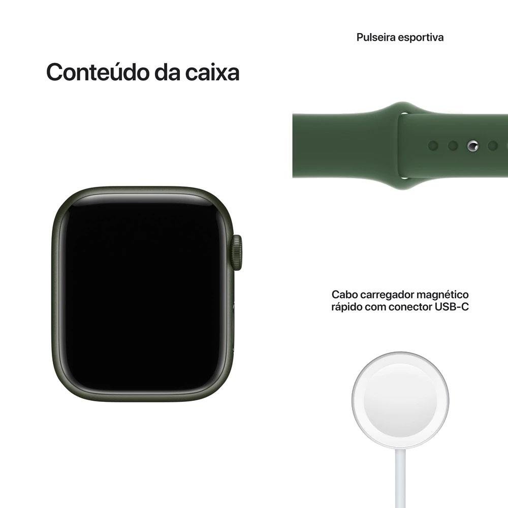 Apple Watch 7 41MM, GPS, Verde, Chip U1 | KaBuM!