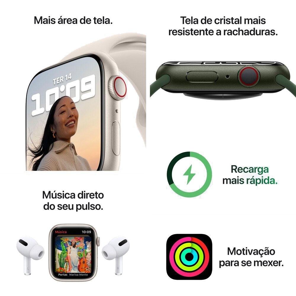 Apple Watch 7 41MM, GPS, Verde, Chip U1 | KaBuM!