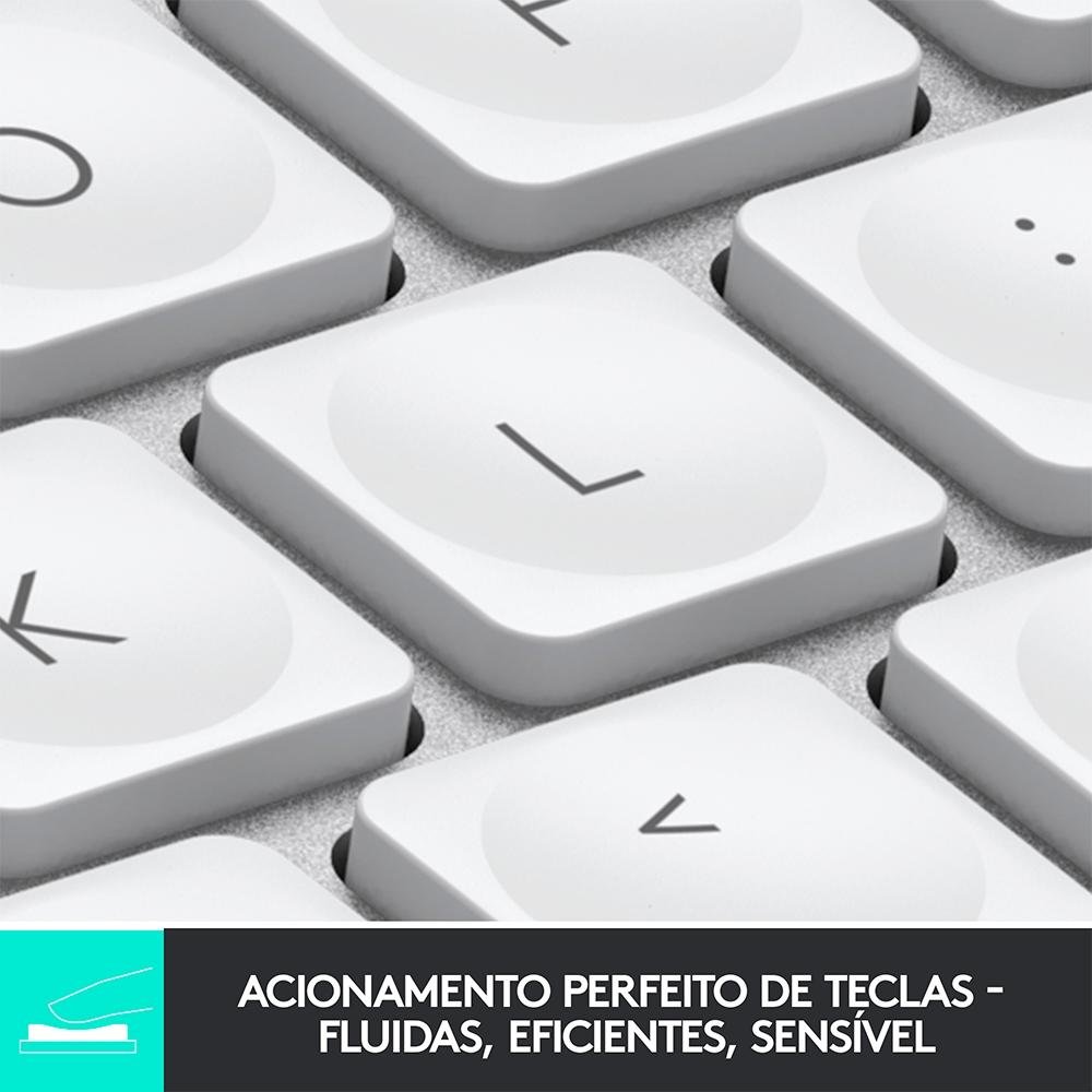 Teclado Sem Fio Logitech MX Keys Mini, Iluminação Smart, Bluetooth, USB, Easy-Switch, Recarregável, Cinza Claro - 920-010506