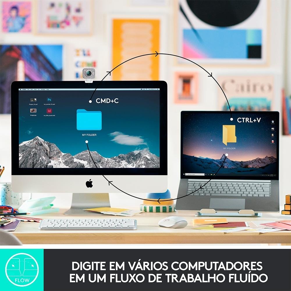 Teclado Sem Fio Logitech MX Keys Mini, Iluminação Smart, Bluetooth, USB, Easy-Switch, Recarregável, Cinza Claro - 920-010506