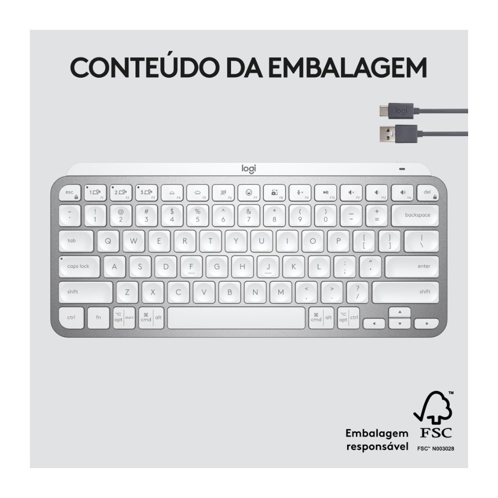 Teclado Logitech MX Keys Mini Cinza | KaBuM!