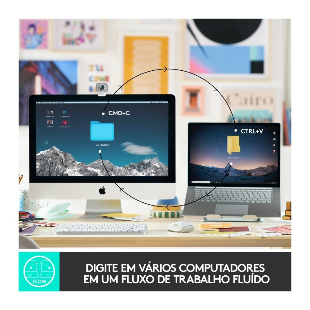 Teclado Sem Fio Logitech MX Keys Mini, Iluminação Smart, Bluetooth, USB, Easy-Switch, Recarregável, Cinza Claro - 920-010506