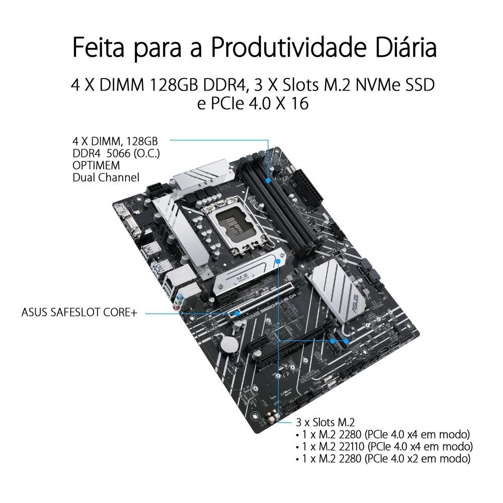 Placa Mãe Asus Prime B660 Plus D4, LGA 1700 B660, ATX, DDR4 | KaBuM!