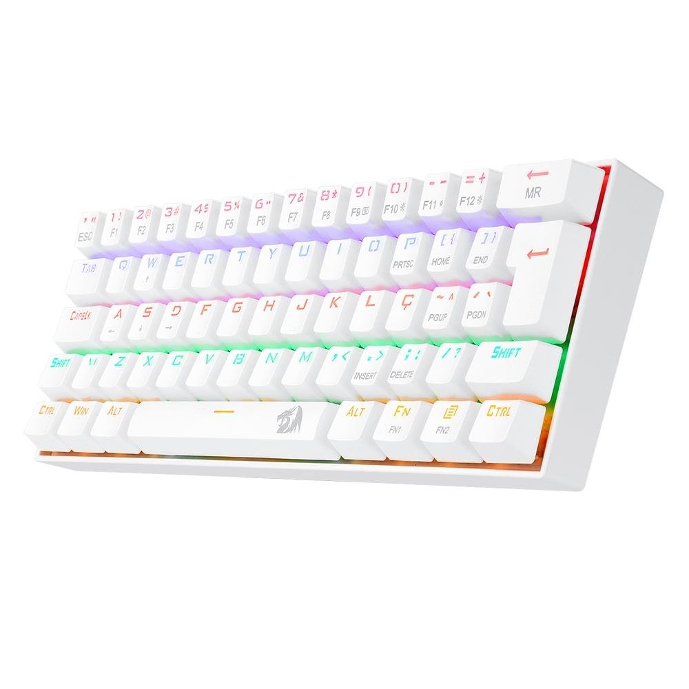 Teclado Mecânico Gamer Redragon Lakshmi Lunar White, Rainbow, Switch Blue, Layout 60%, ABNT2, Branco - K606W-R (PT-BLUE) Teclado Mecânico Gamer Redragon Lakshmi Lunar White, Rainbow, Switch Blue, Layout 60%, ABNT2, Branco - K606W-R (PT-BLUE)