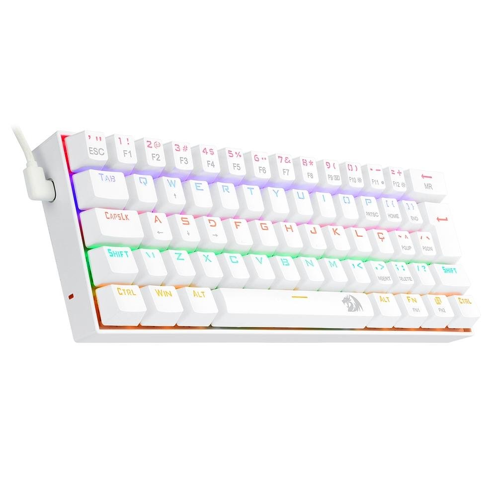 Teclado Mecânico Gamer Redragon Lakshmi Lunar White, Rainbow, Switch Blue, Layout 60%, ABNT2, Branco - K606W-R (PT-BLUE) Teclado Mecânico Gamer Redragon Lakshmi Lunar White, Rainbow, Switch Blue, Layout 60%, ABNT2, Branco - K606W-R (PT-BLUE)