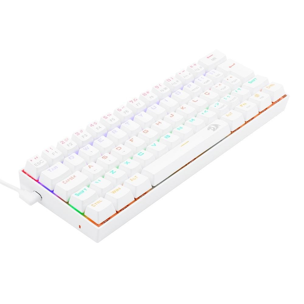 Teclado Mecânico Gamer Redragon Lakshmi Lunar White, Rainbow, Switch Blue, Layout 60%, ABNT2, Branco - K606W-R (PT-BLUE) Teclado Mecânico Gamer Redragon Lakshmi Lunar White, Rainbow, Switch Blue, Layout 60%, ABNT2, Branco - K606W-R (PT-BLUE)
